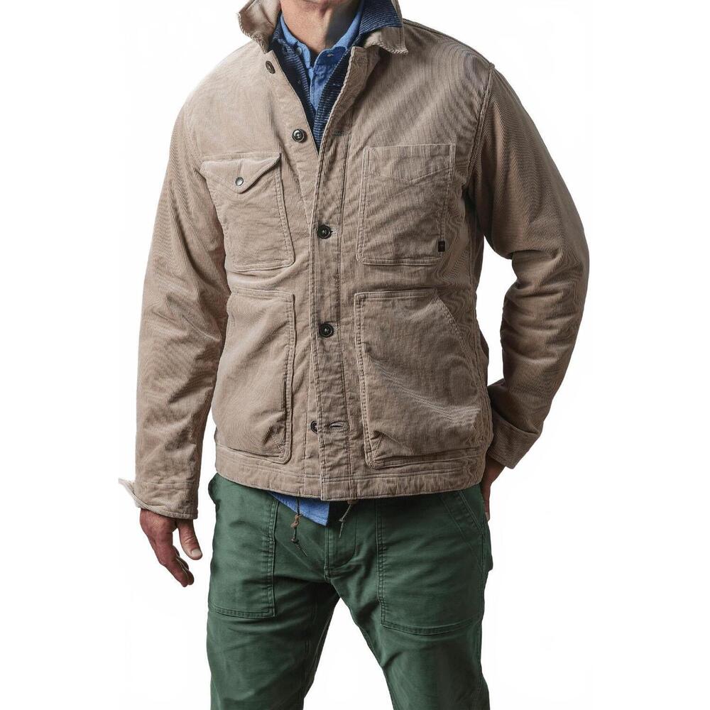 NEW RELWEN pile-lined chore coat in buff khaki corduroy